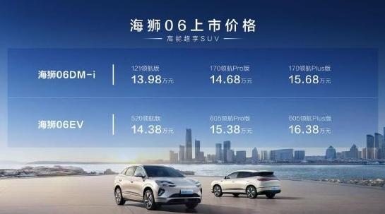 比亞迪海獅06上市：全系搭載天神之眼C、云輦-C，售價13.98萬-16.38萬元