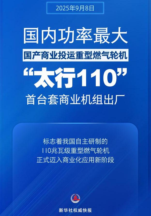 國(guó)內(nèi)功率最大國(guó)產(chǎn)商業(yè)投運(yùn)重型燃?xì)廨啓C(jī)！“太行110”首臺(tái)套商業(yè)機(jī)組出廠